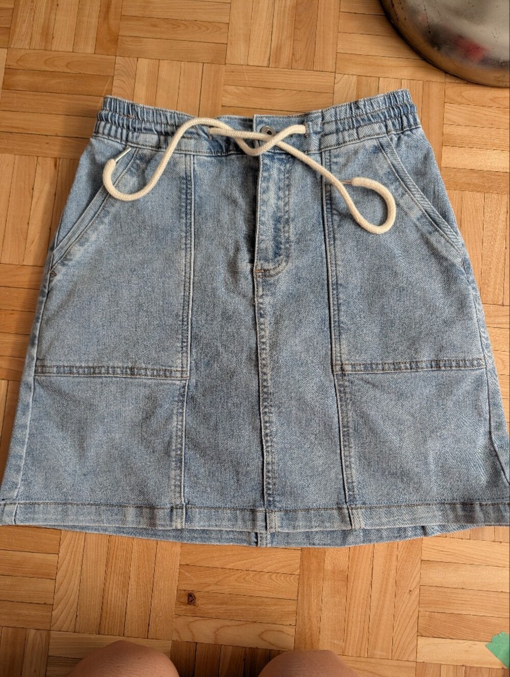 Light Blue Denim Drawstring Skort